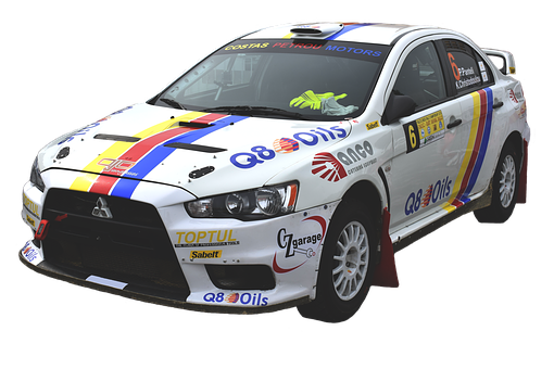 Rally Car Mitsubishi Lancer Evolution Sponsor Decals PNG with transparent background