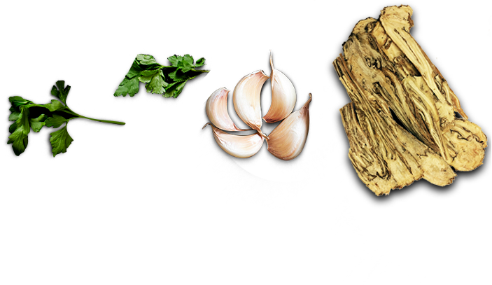 Ramen ingredients parsley garlic ginger PNG image with a transparent background, free high-resolution download