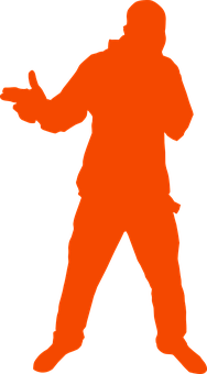 Rapper Silhouette Orange PNG with transparent background