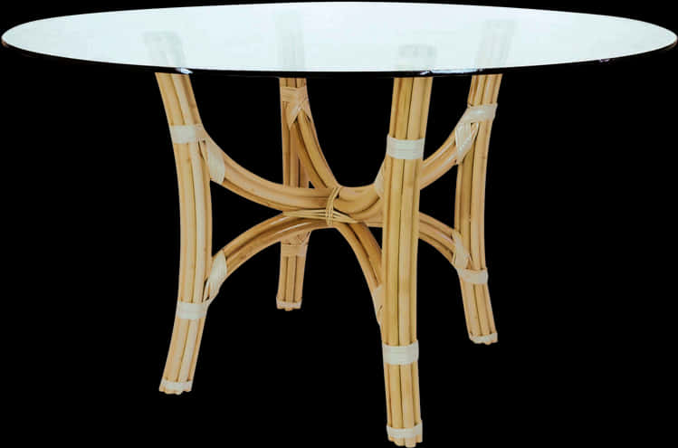 Rattan Glass Top Table