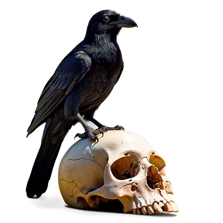 Raven Perched On Skull Png Vay