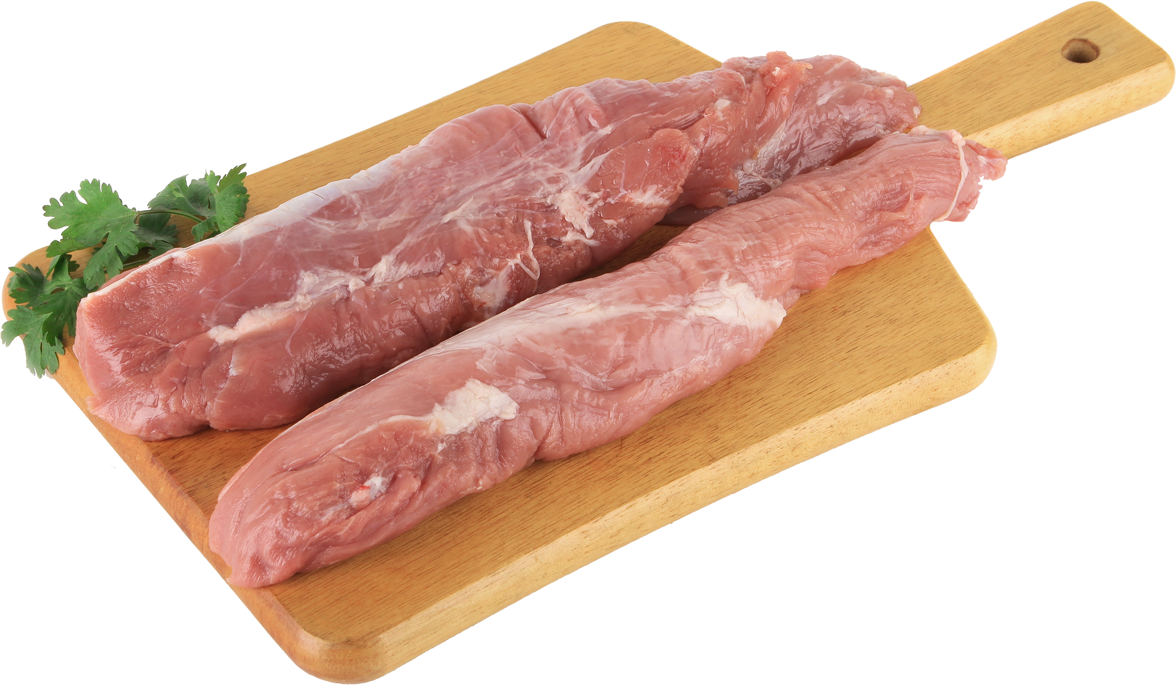 Raw Pork Tenderloinon Cutting Board