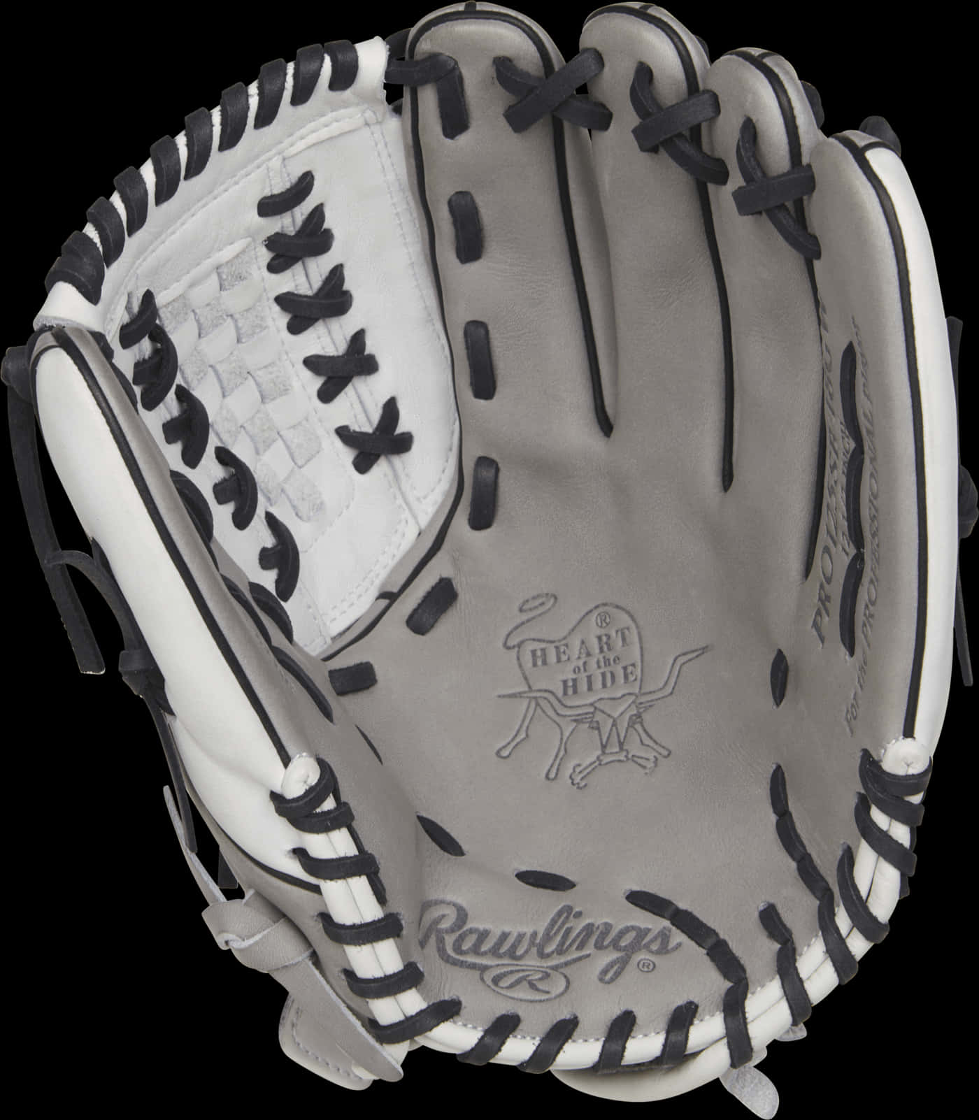 Rawlings Softball Glove Gray Black PNG with transparent background