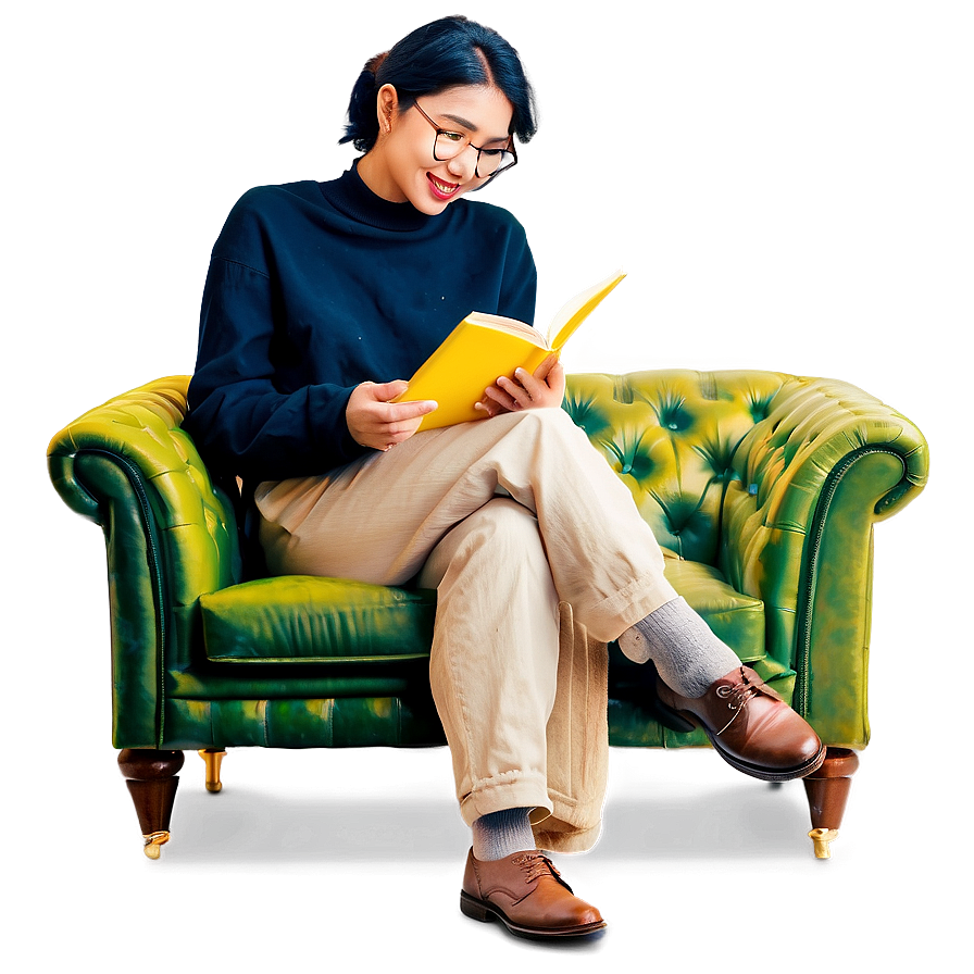 Reading Book On Sofa Png Avg74