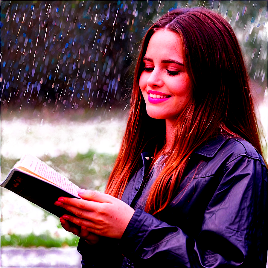 Reading in the Rain PNG bek PNG with transparent background