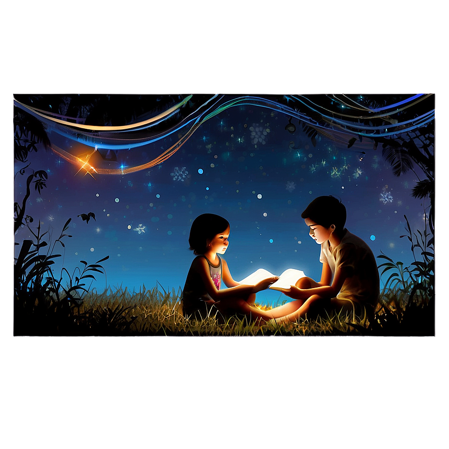 Reading Under the Stars PNG svs53 PNG with transparent background