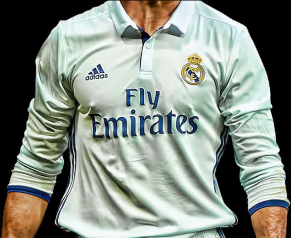 Real Madrid Playerin White Kit PNG with transparent background