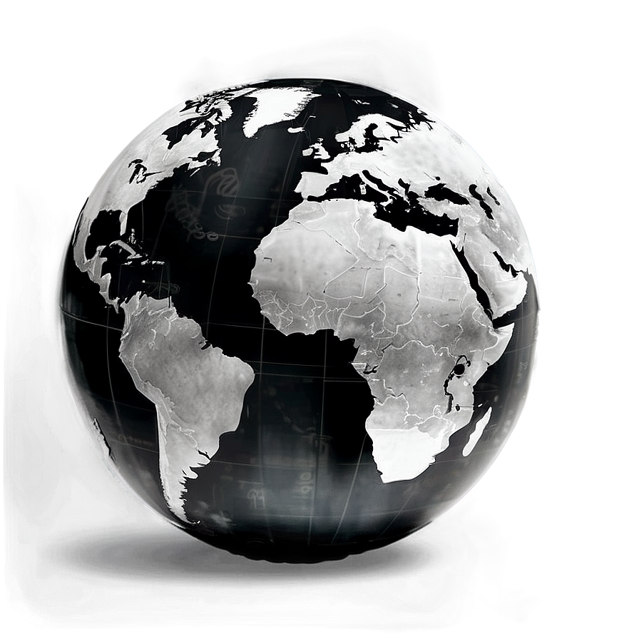 Realistic Black And White Globe Png 55