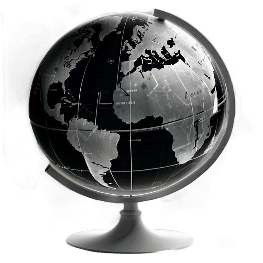 Realistic Black And White Globe Png Hff