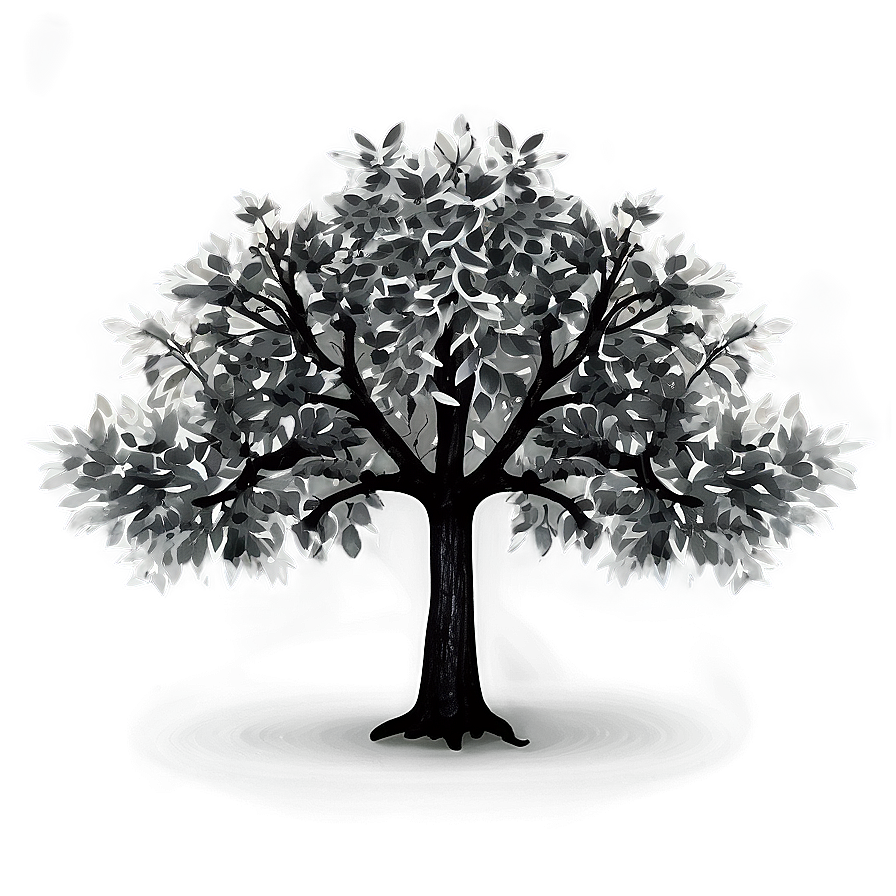 Realistic Black And White Tree Image Png 06252024