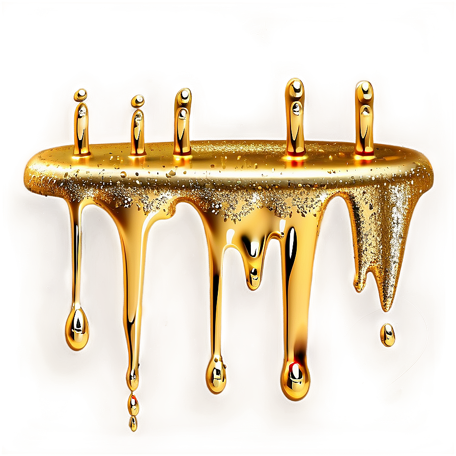 Realistic Gold Glitter Drip Png 06282024