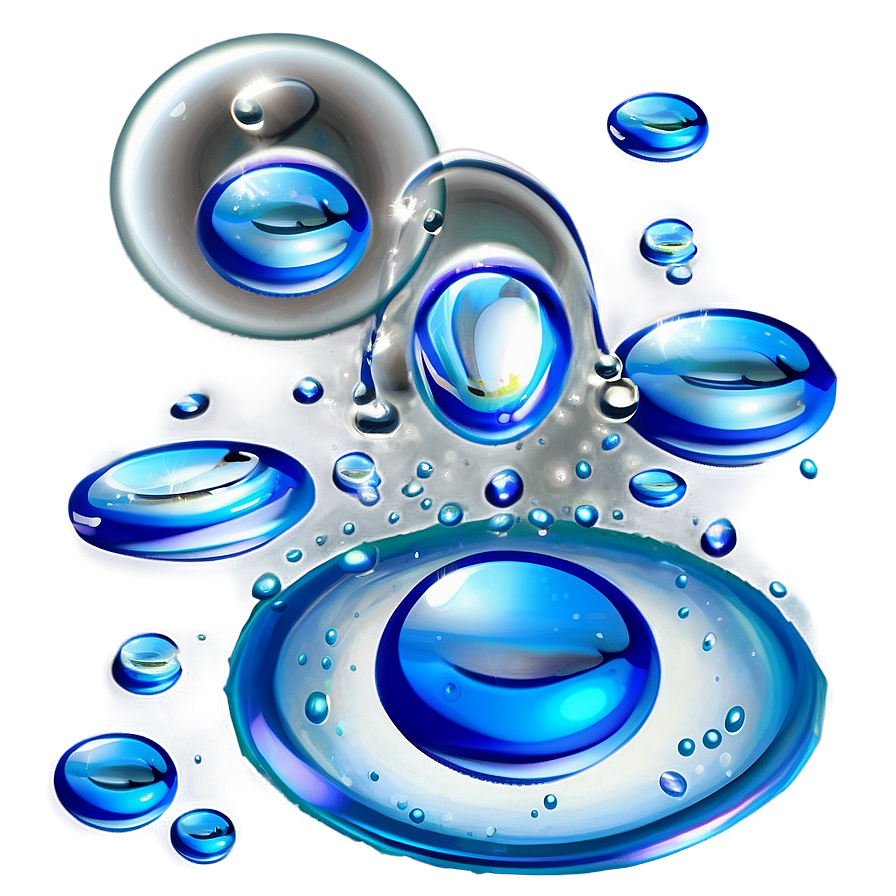 Realistic Water Drops On Blue Png 06122024