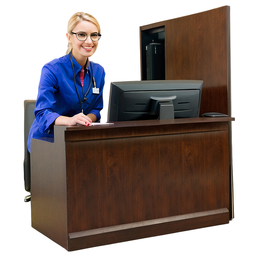 Receptionist With Computer Png Wxt50