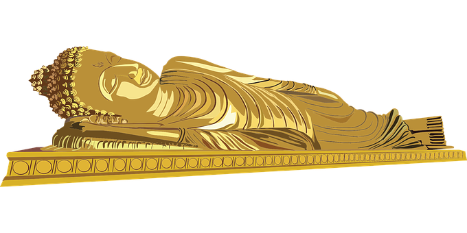 Reclining_ Buddha_ Golden_ Illustration PNG with transparent background