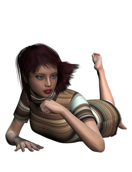 Reclining3 D Animated Female Character