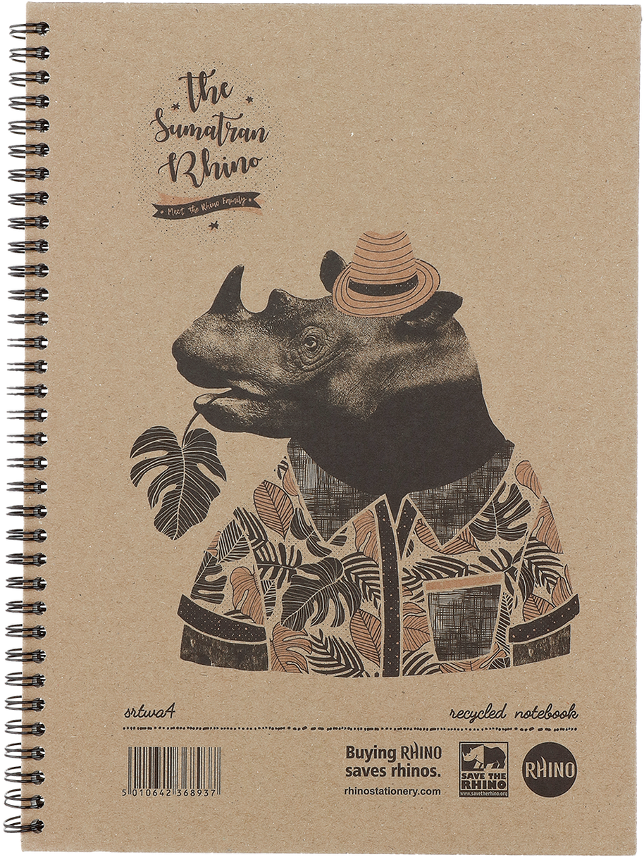 Recycled Save The Rhino A4 Hardback Notebook 160 Pages - Indian Rhinoceros, HD Png Download PNG with transparent background