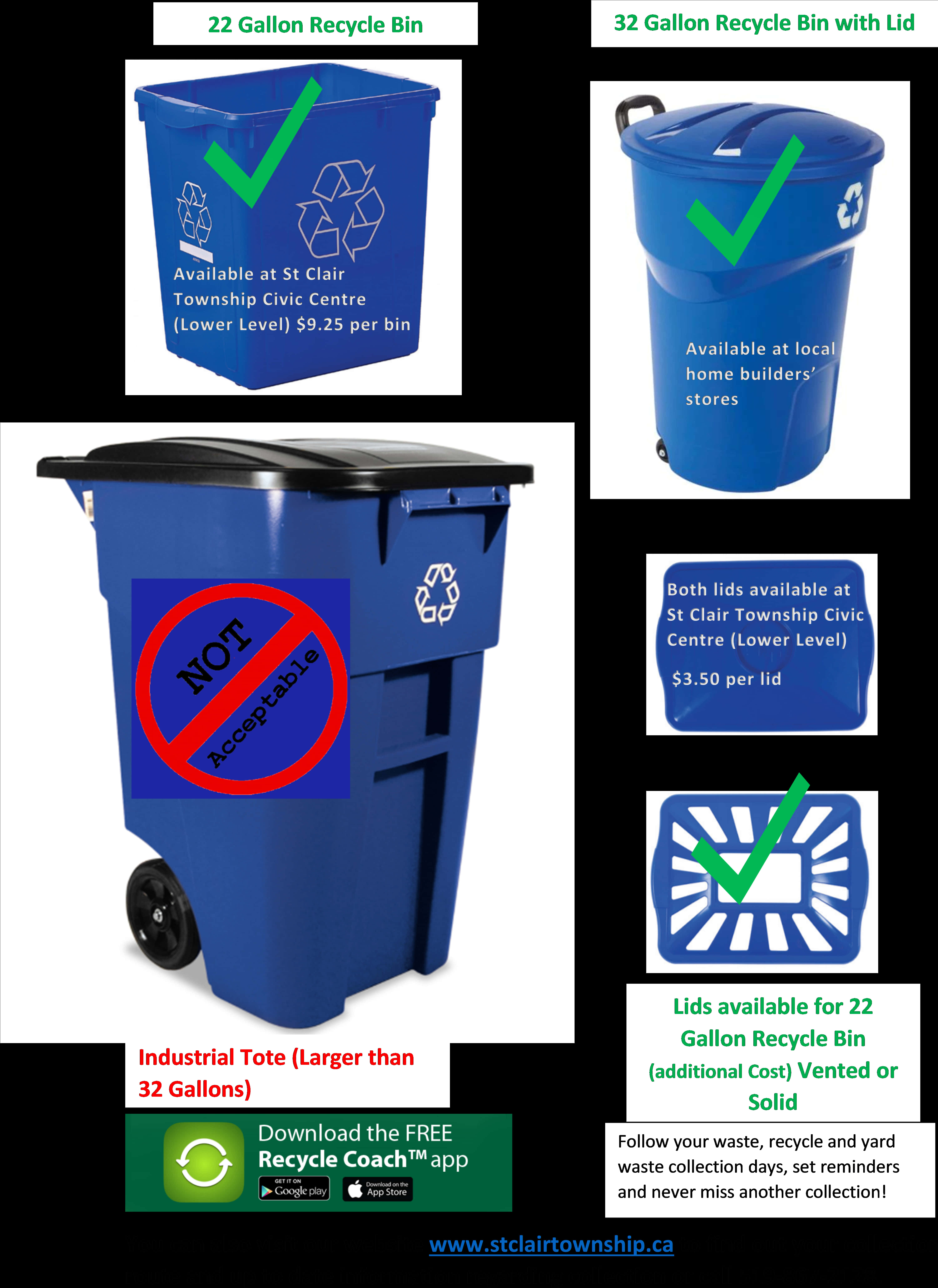Recycling Bins Selection Guide PNG with transparent background