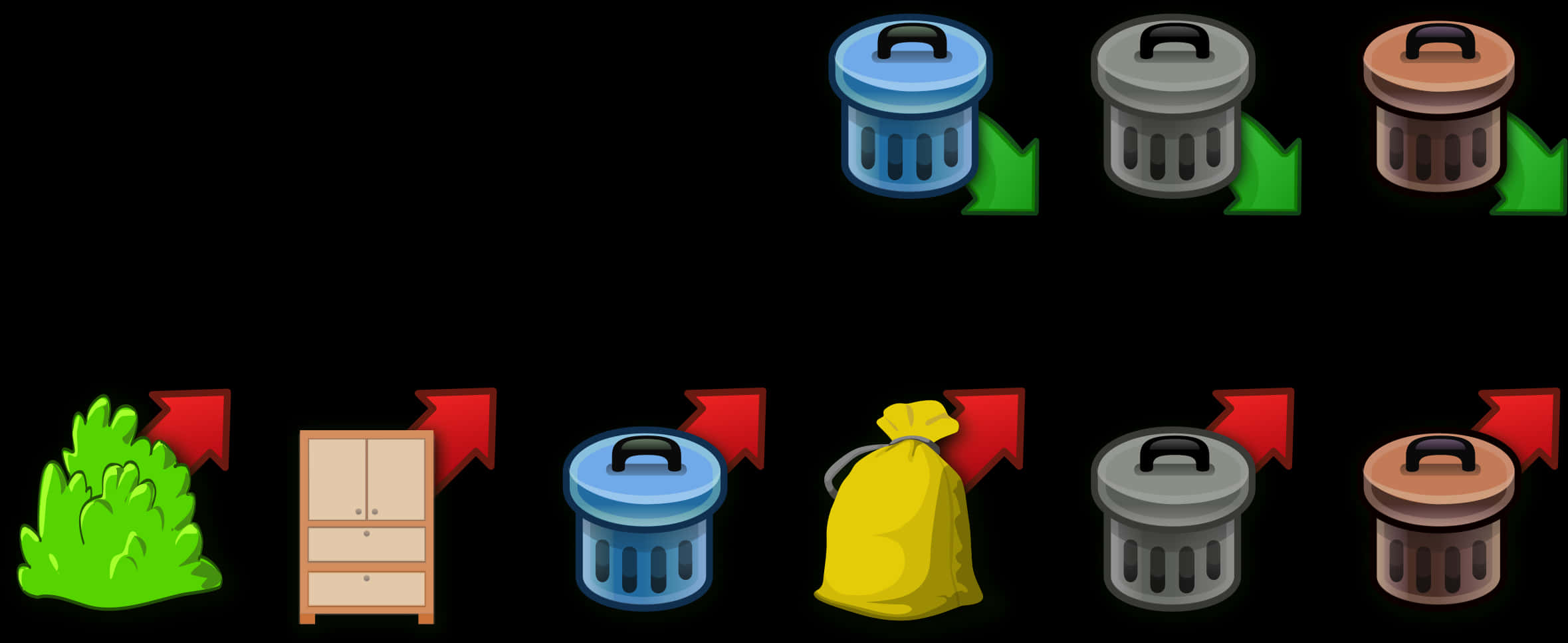 Recycling Process Icons PNG with transparent background