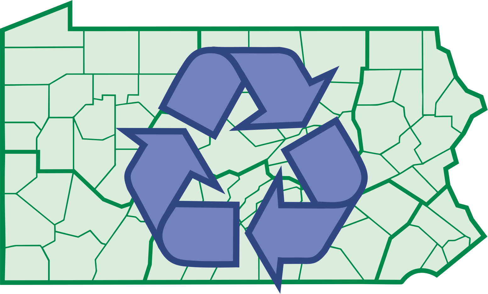 Recycling Symbol Overlaid On Map