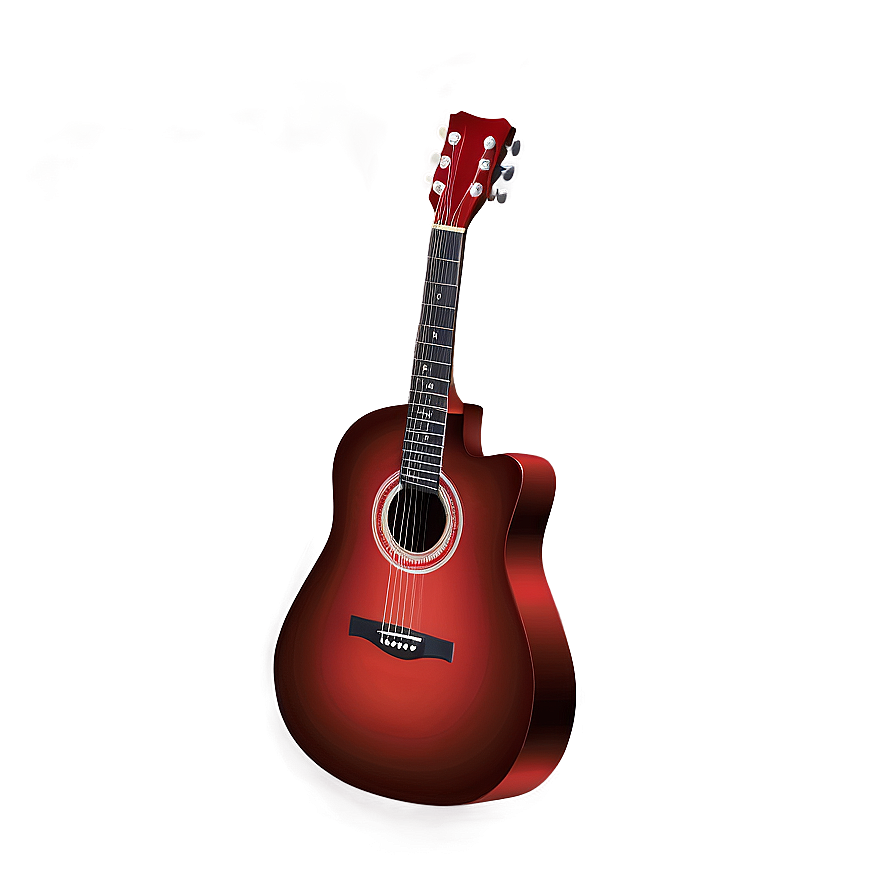 Red Acoustic Guitar Drawing Png Ruc60