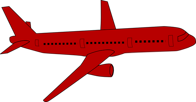 Red Airplane Silhouette PNG with transparent background