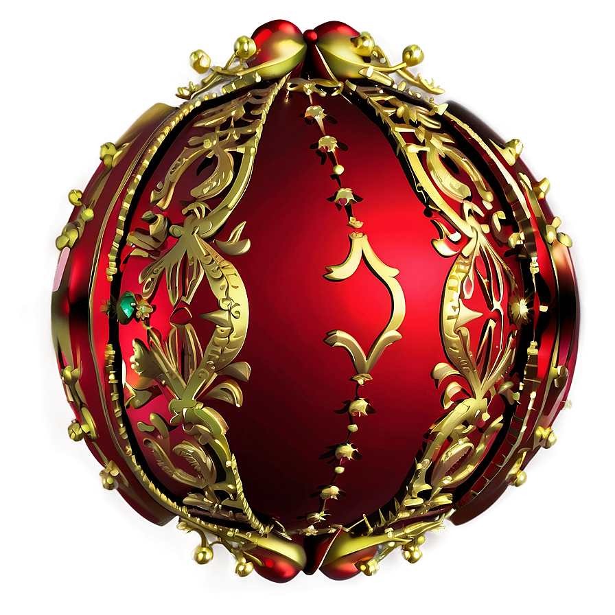 Red And Gold Ornament Png Fct