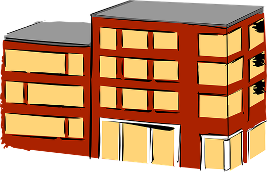 Red Apartment Building Illustration PNG with transparent background