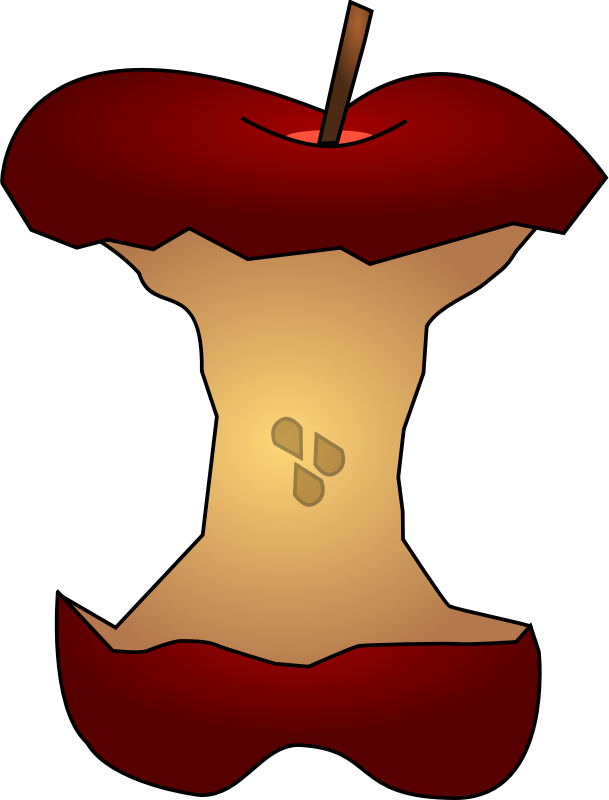 Red Apple Core Cartoon PNG with transparent background