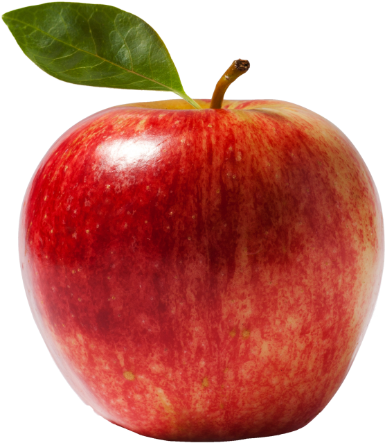 Red Apple With Leaf