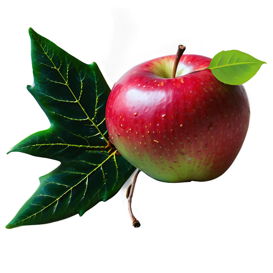 Red Apple With Leaf Png Pwc80