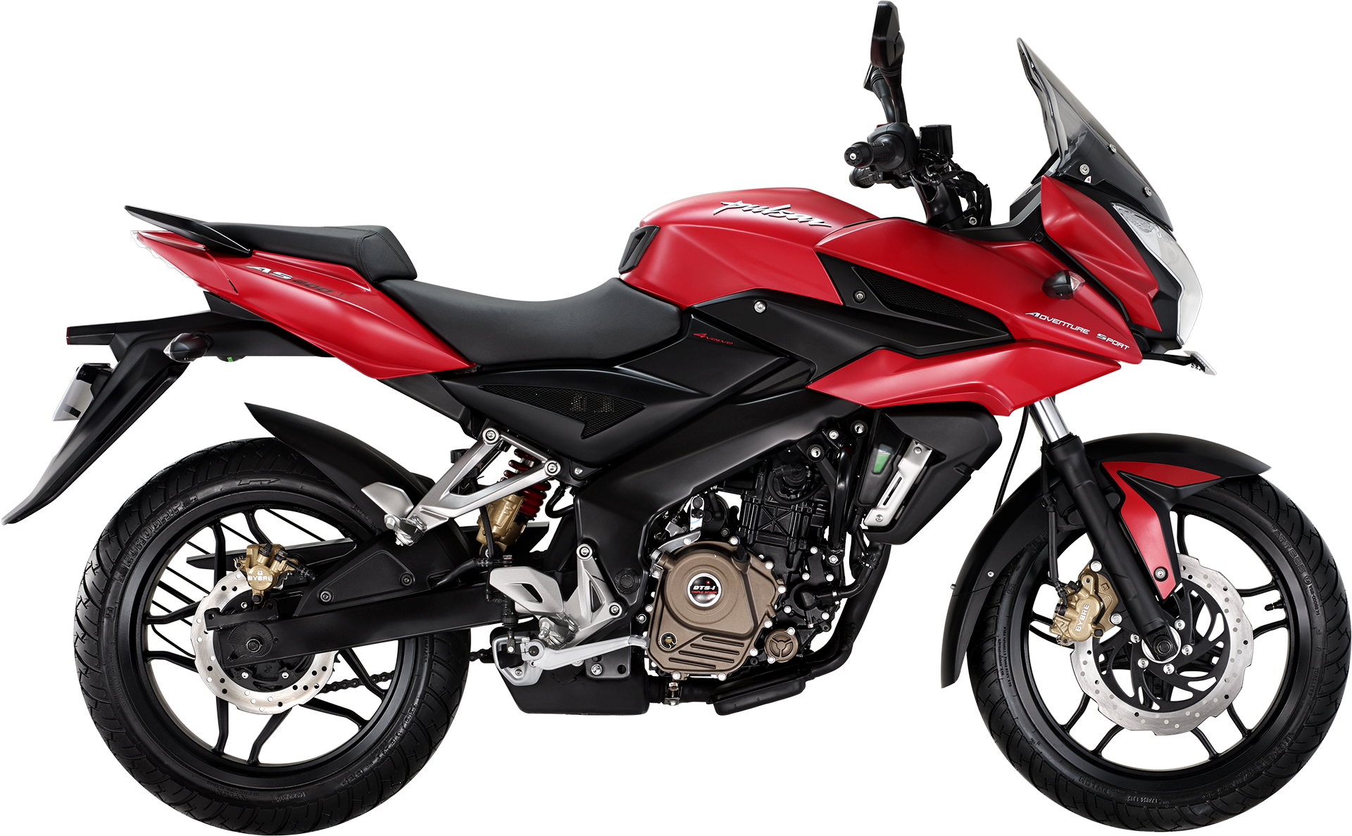 Red Bajaj Pulsar Motorcycle Profile View