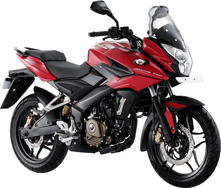 Red Bajaj Pulsar Motorcycle Profile View