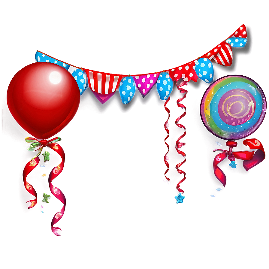 Red Balloons And Streamers Png 06132024