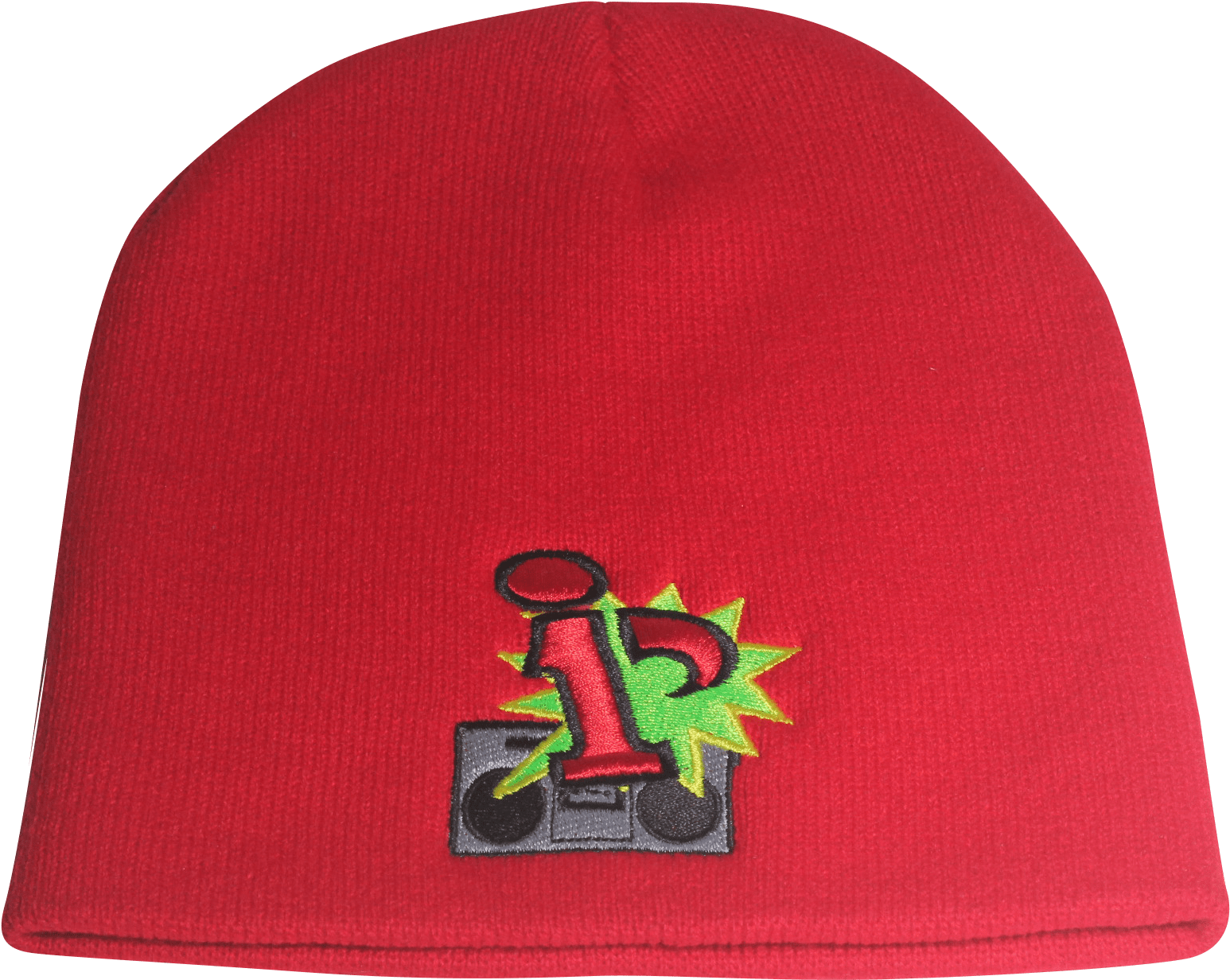 Red Beaniewith Embroidered Design