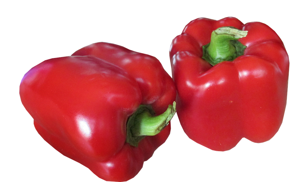 Red Bell Pepperson Grey Background PNG with transparent background
