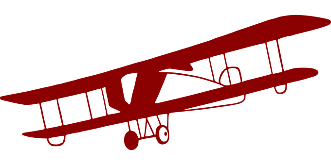 Red Biplane Silhouette PNG with transparent background