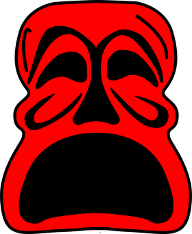 Red Black Abstract Face Art