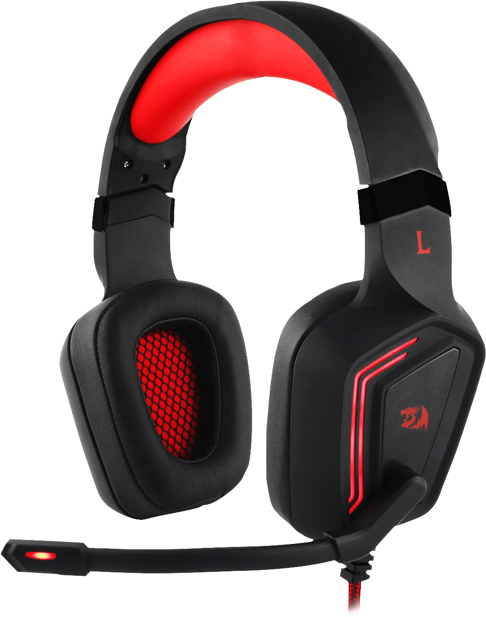 Red Black Gaming Headsetwith Microphone PNG image with a transparent background, free high-resolution download