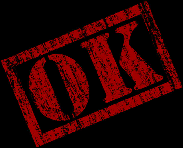 Red Black O K Stamp PNG with transparent background