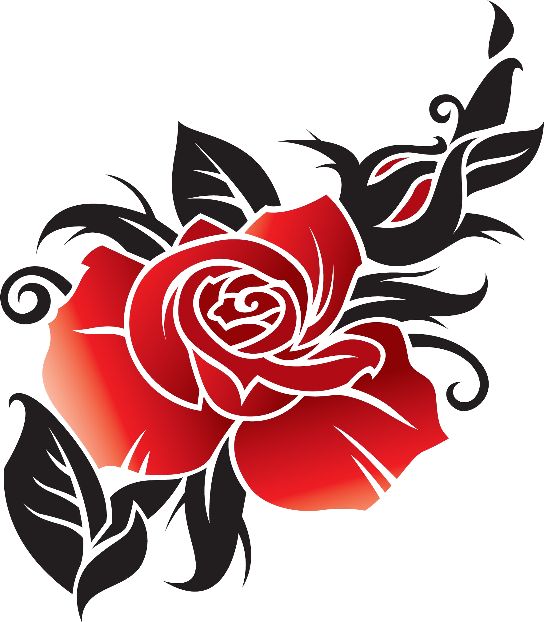 Red Black Rose Tattoo Design