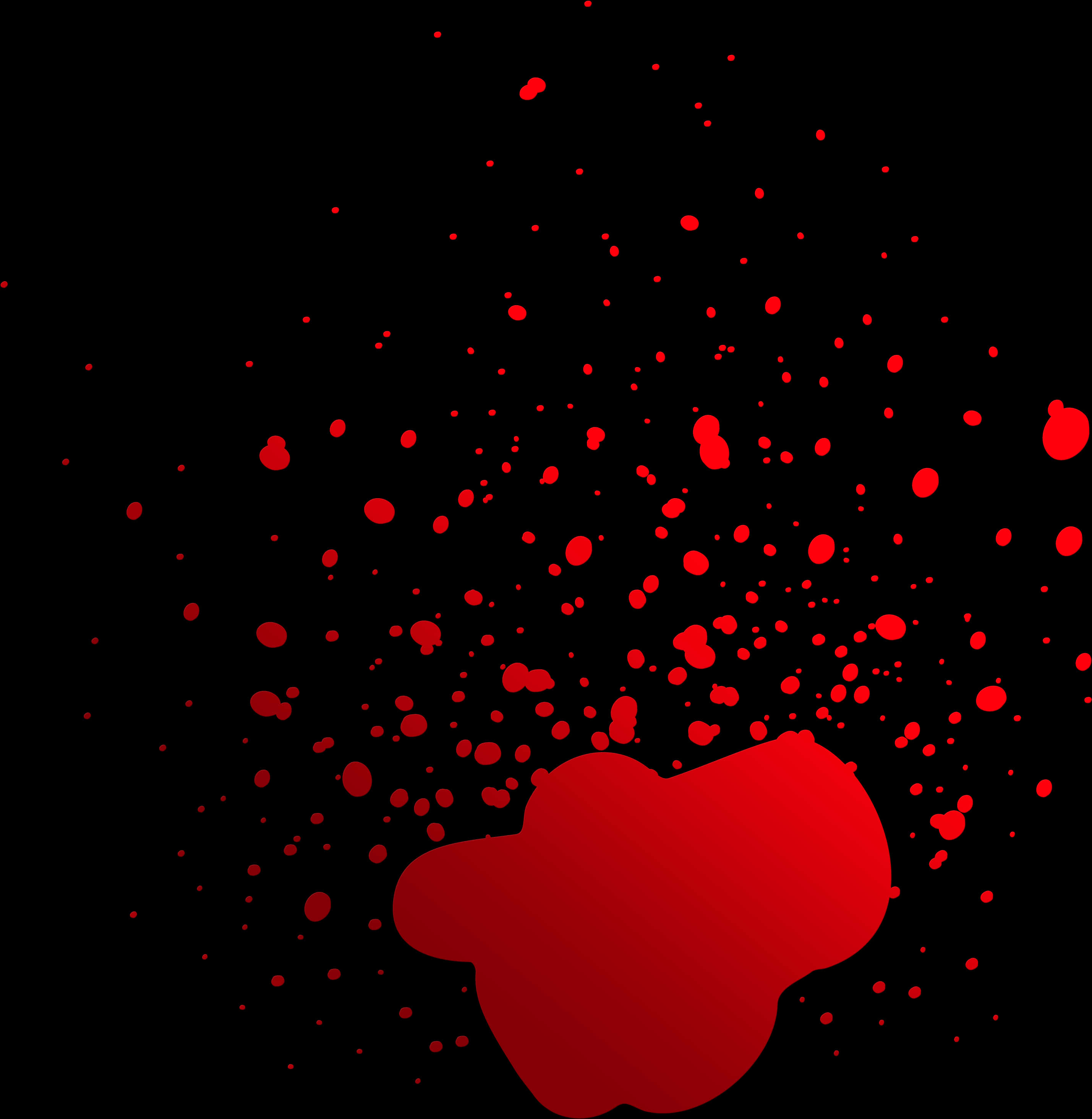 Red Blood Splatter Black Background PNG with transparent background