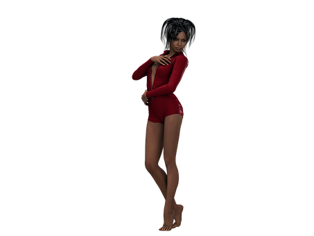 Red Bodysuit3 D Model Pose