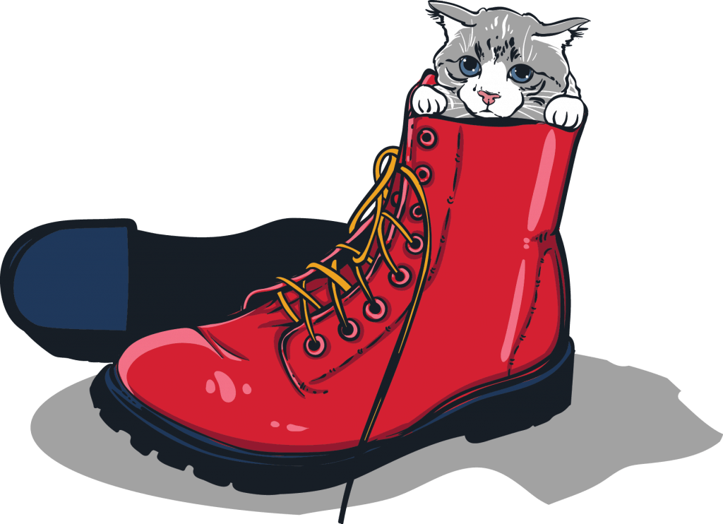 Red Boot Cat Cartoon