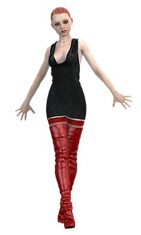 Red Boots Fashion3 D Model