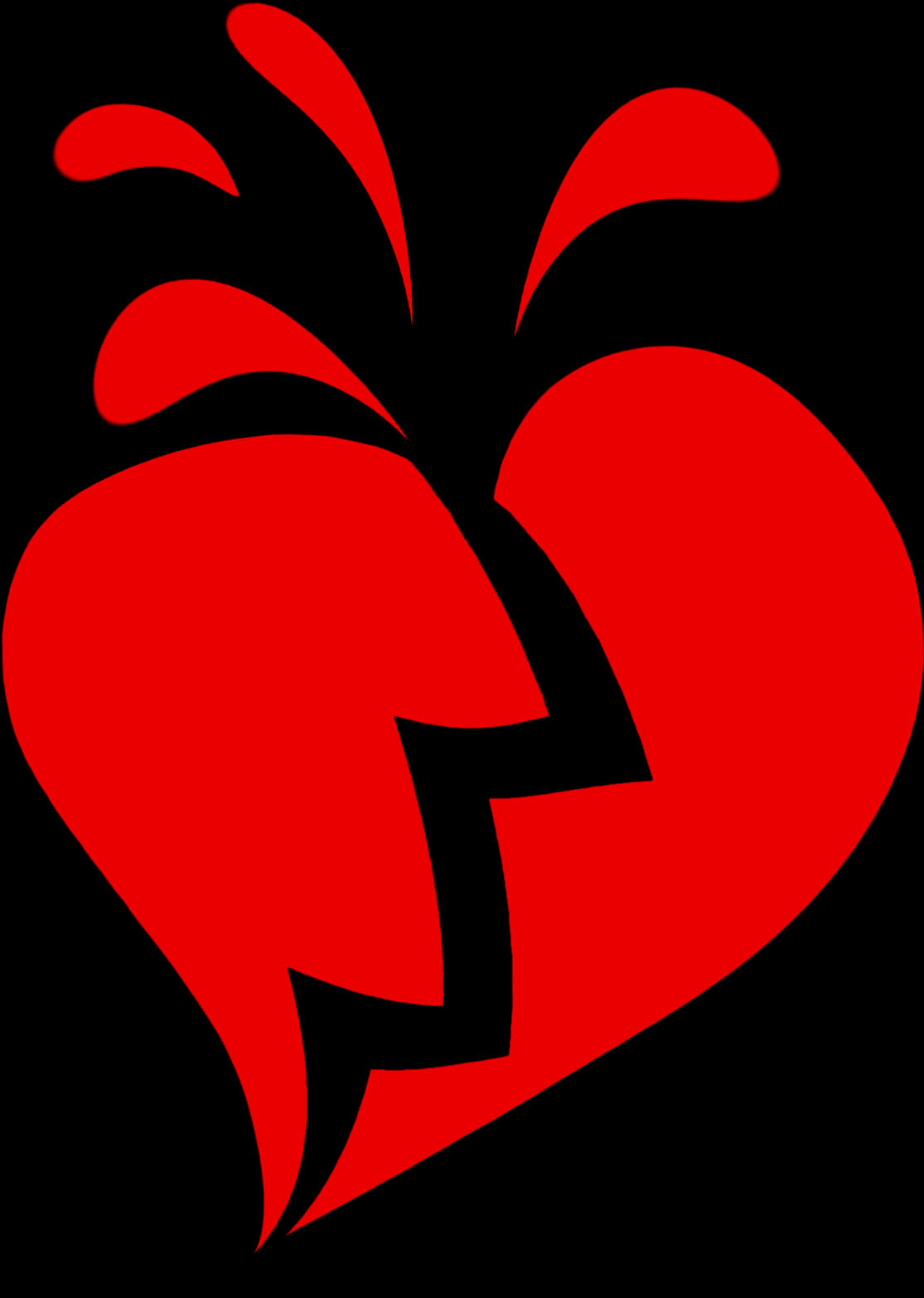 Red Broken Heart Graphic PNG with transparent background