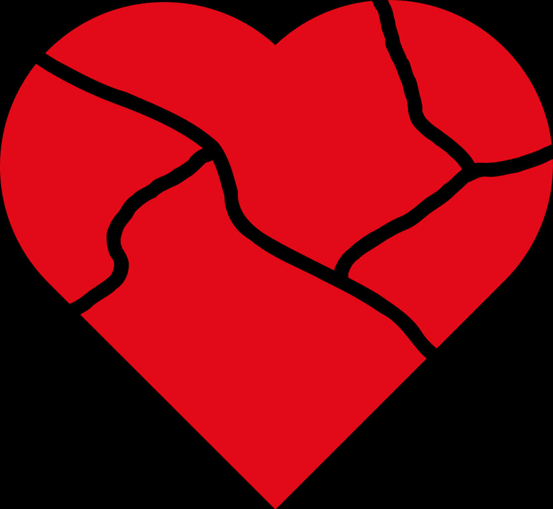 Red Broken Heart Illustration PNG with transparent background