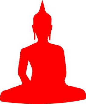 Red Buddha Silhouette PNG with transparent background
