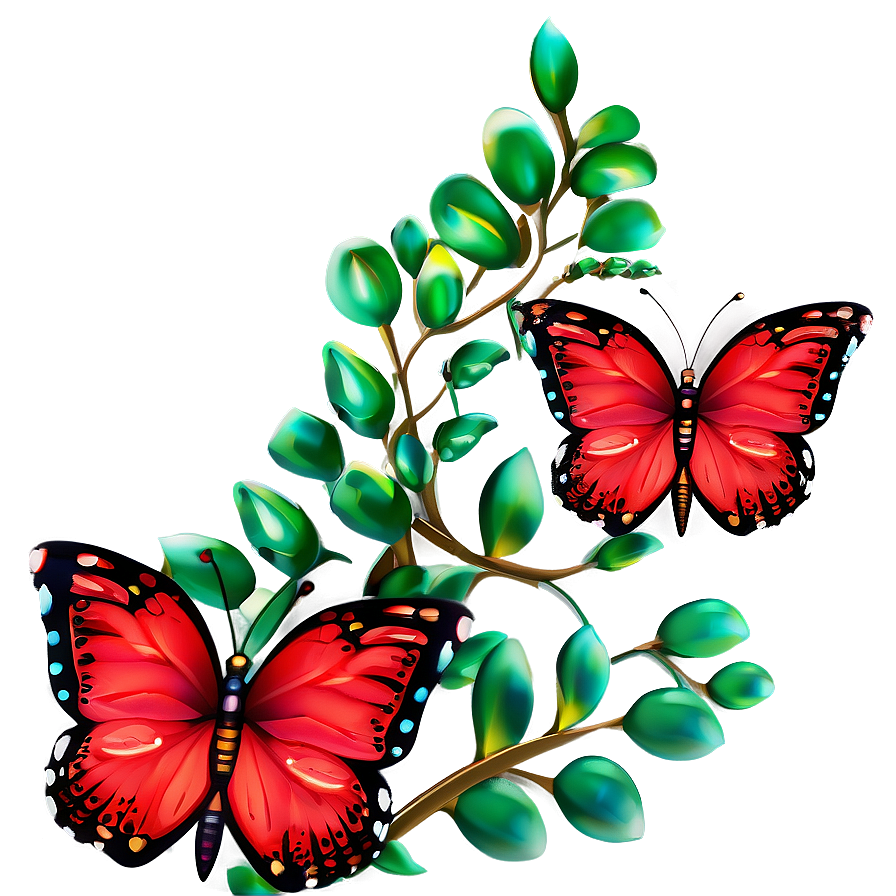 Red Butterfly Decoration Png Rur