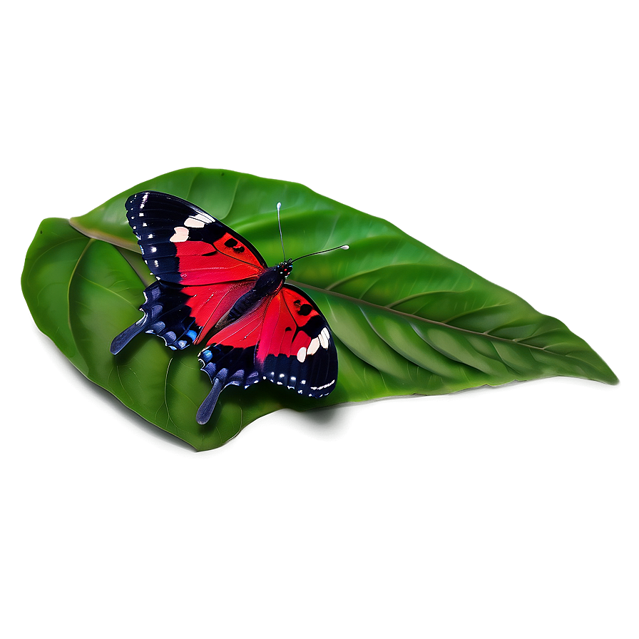 Red Butterfly On Leaf Png Goo92