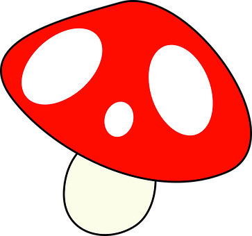 Red Capped Mushroom Cartoon PNG with transparent background